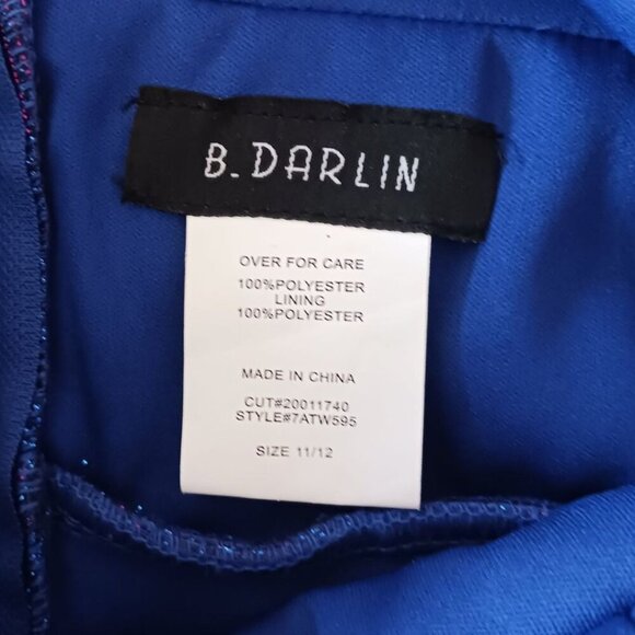 B.Darlin Glitter knit Skater Party Dress Spaghetti Straps Saphire/Fuschia 11/12 - Picture 11 of 11